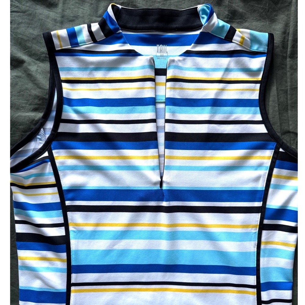 Tail Activewear Medium Blue Yellow Striped Sleeveless GolF